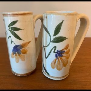 Vintage Mid-Century Pottery Mug Set